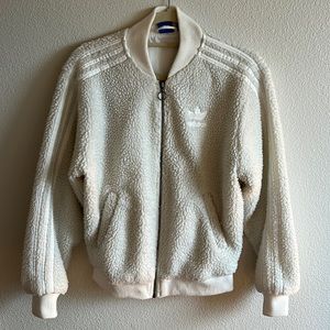 Adidas white fleece bomber